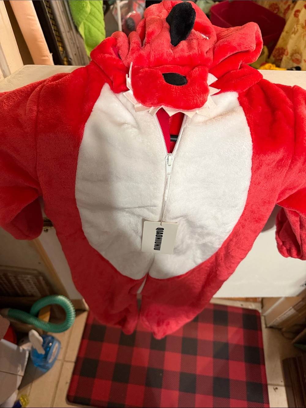 Kids Red Dragon Plush Costume with Hood